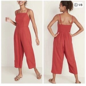 Old Navy Tomato Red Cropped Jumpsuit